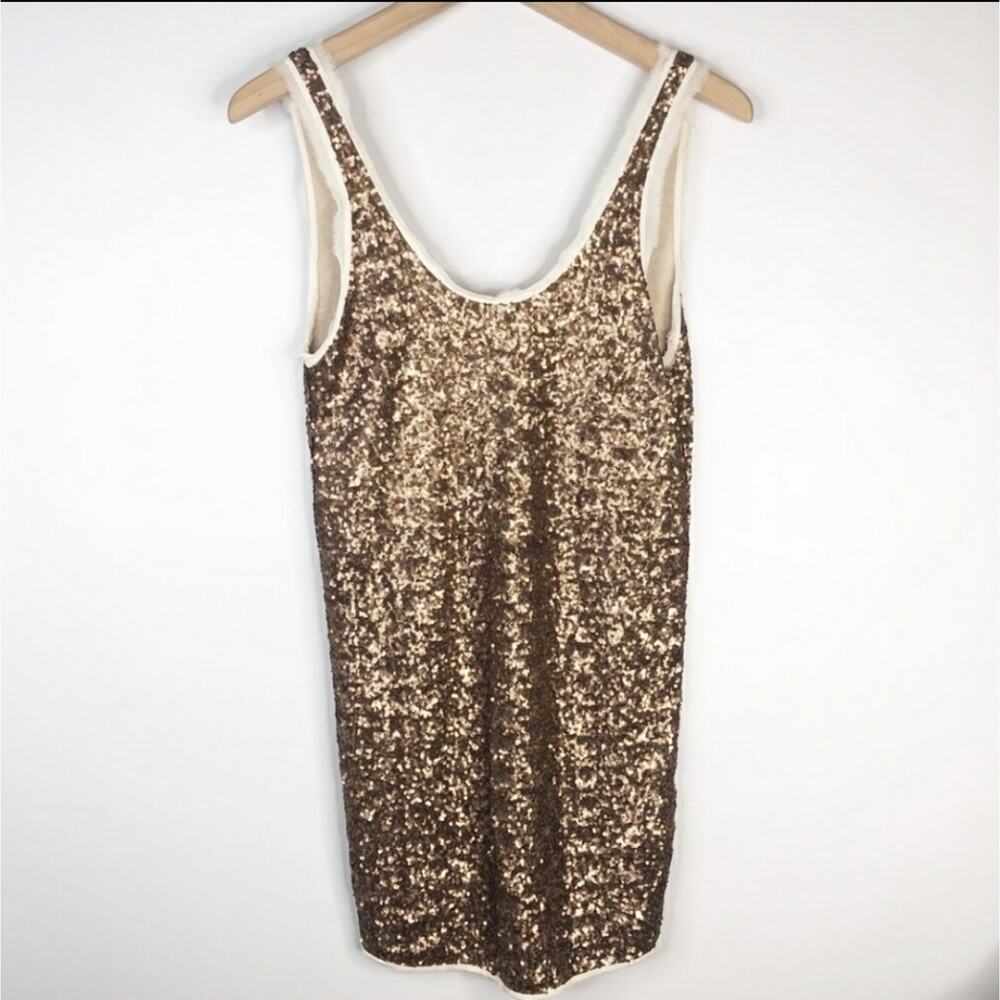 Aritzia Wilfred Copper Sequin mini dress size XXS